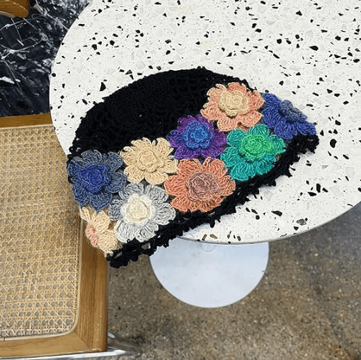 Vintage floral openwork crochet hat - Image 2