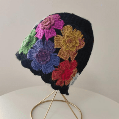 Vintage floral openwork crochet hat
