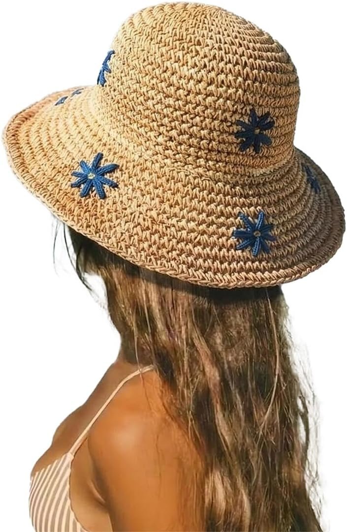Wide-brim straw sun hat