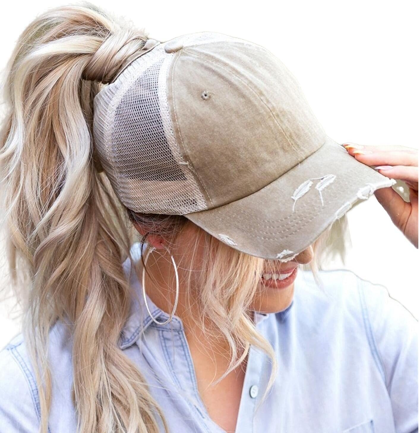 Baseball cap for ponytails/high buns