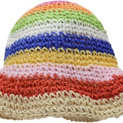 Rainbow mesh straw bucket hat