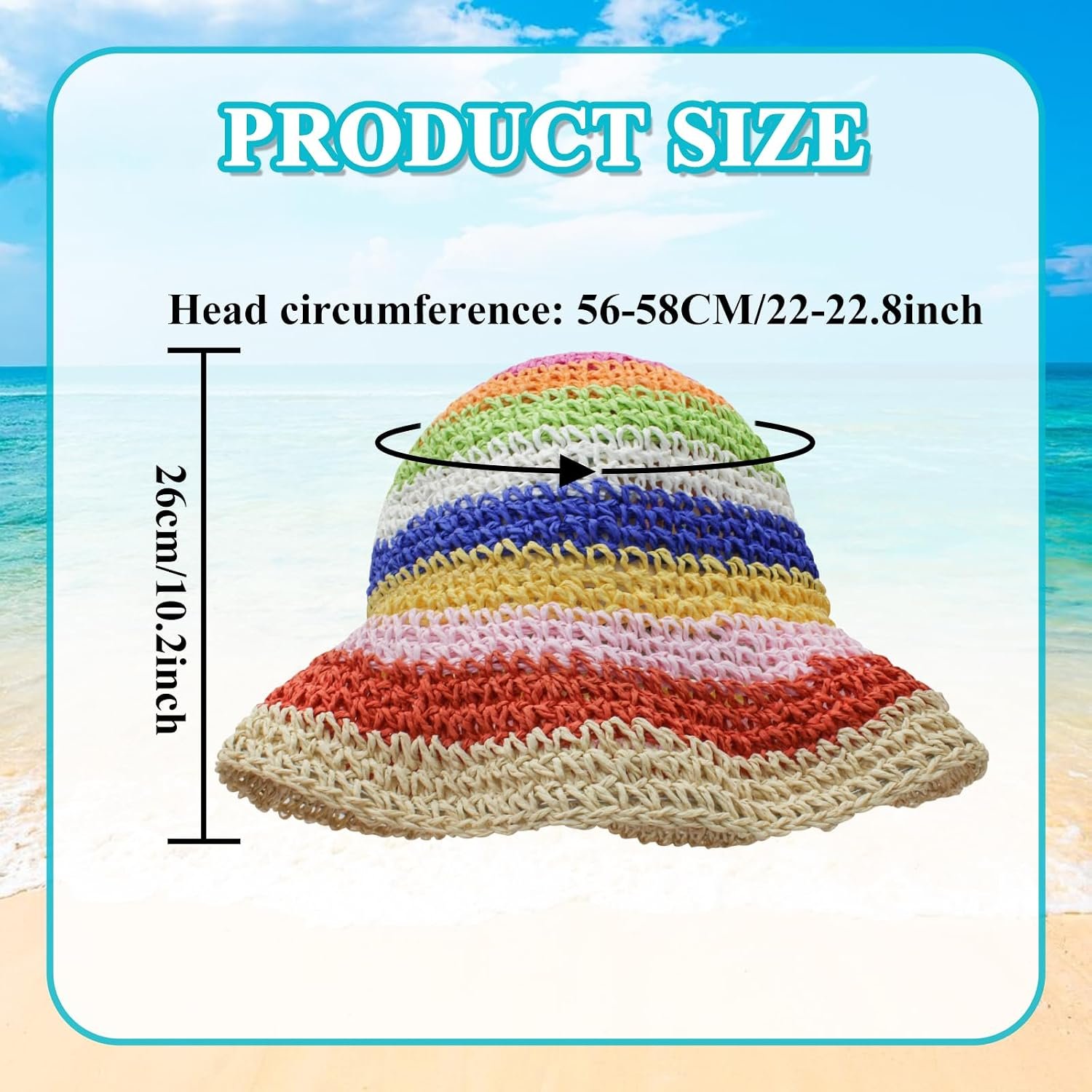 Rainbow mesh straw bucket hat - Image 2