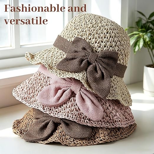 Elegant straw sun hat with bow