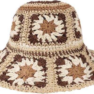Multicolor crochet flower straw sun hat