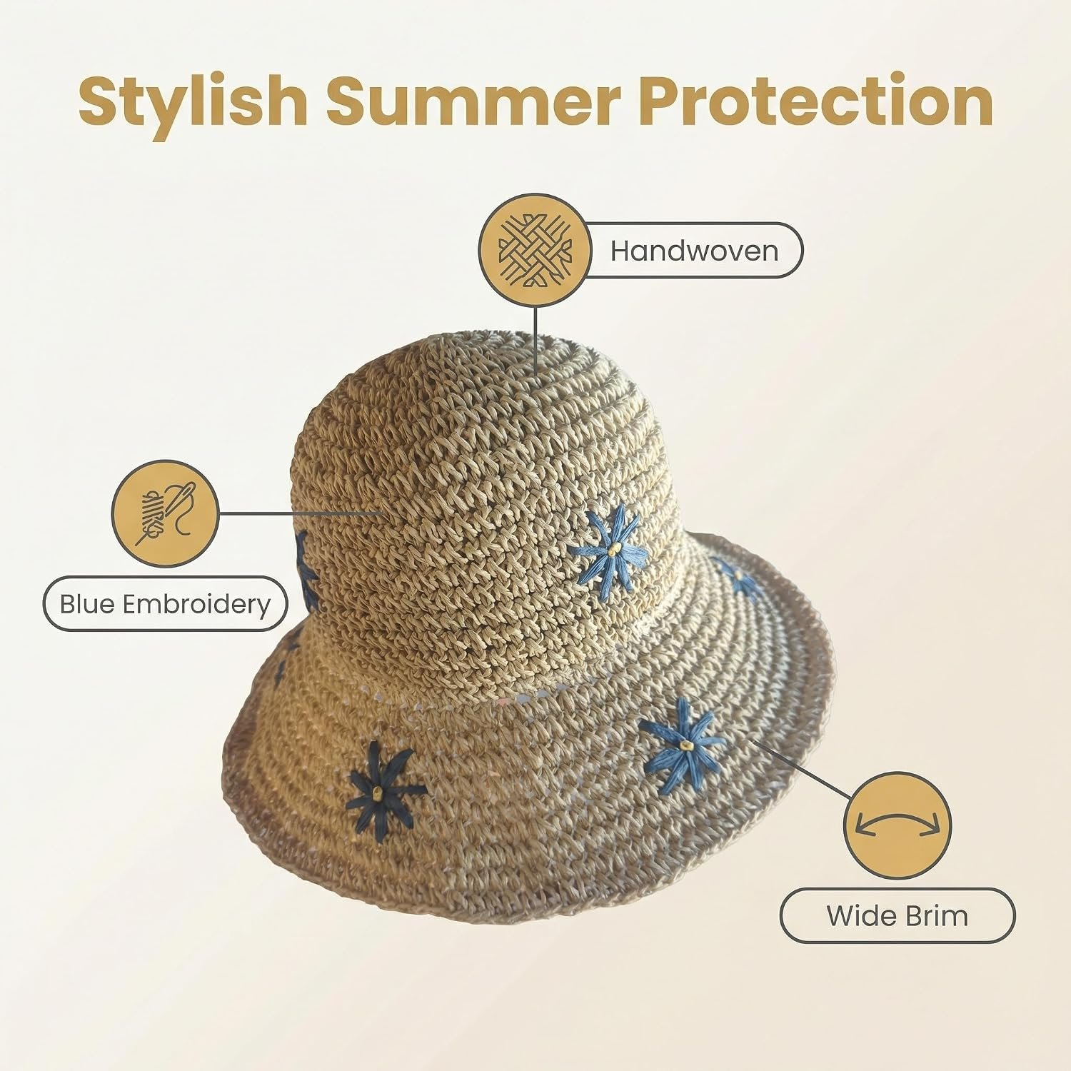 Wide-brim straw sun hat - Image 2