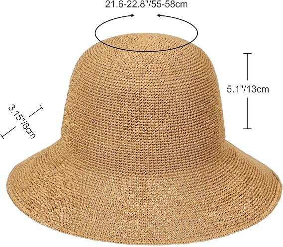 Women's handmade crochet straw bucket hat - Image 2