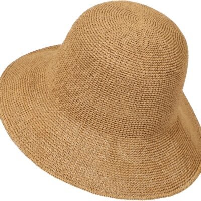 Women's handmade crochet straw bucket hat