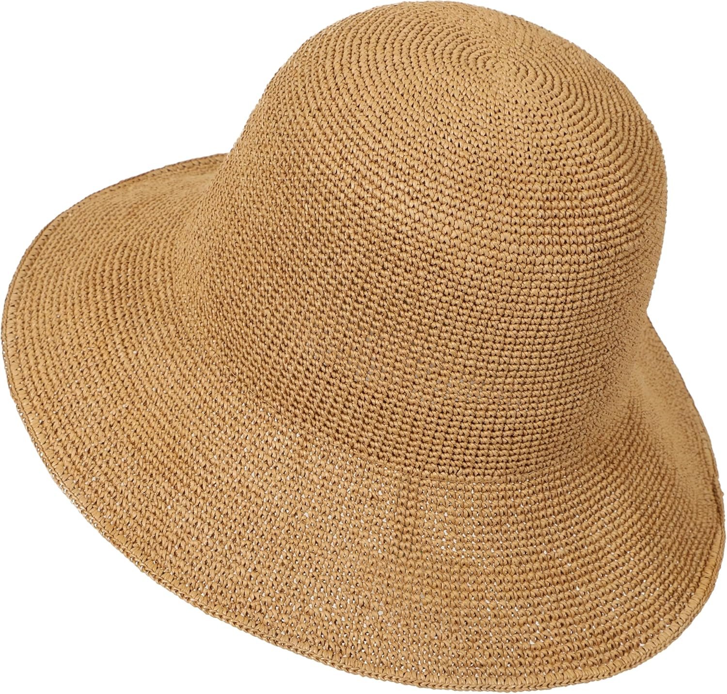 Women's handmade crochet straw bucket hat